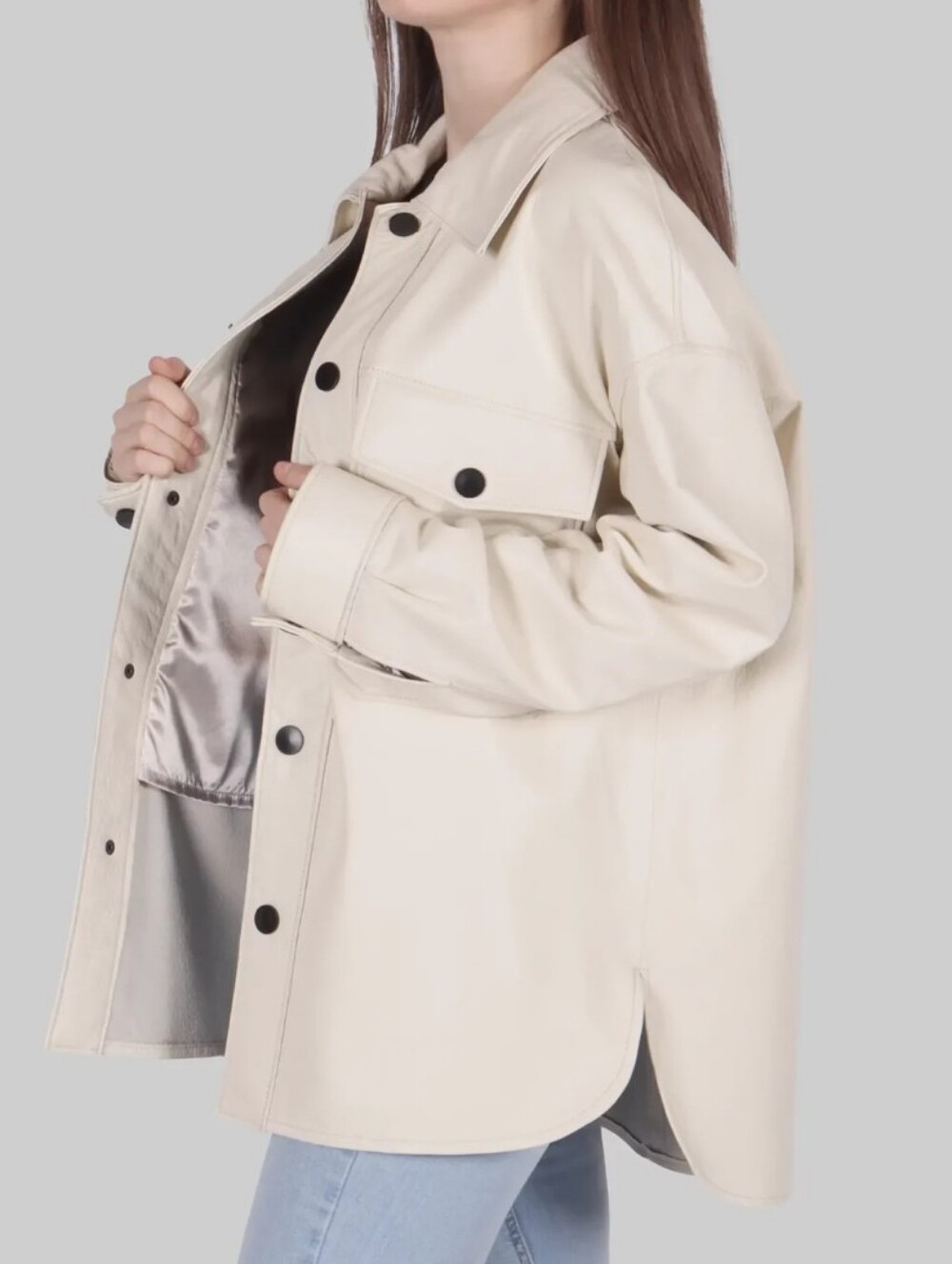 Papermoon - EUC - Cream Faux Leather Shacket - Picture 3 of 8